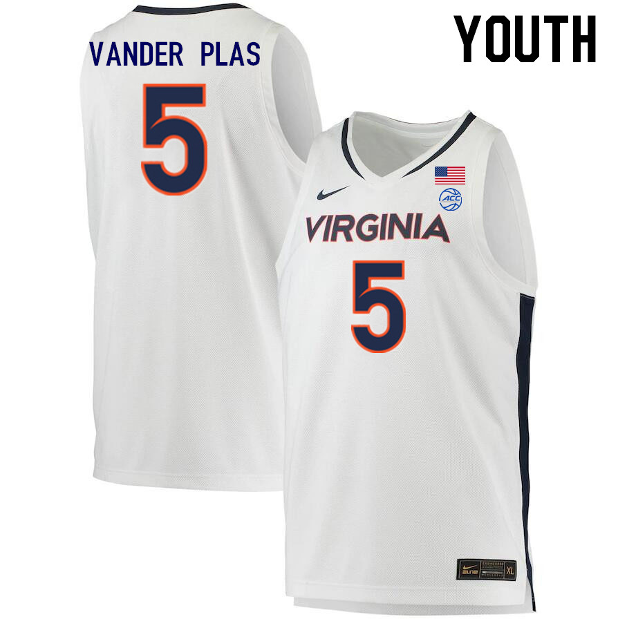 Youth #5 Ben Vander Plas Virginia Cavaliers College 2022-23 Stitched Basketball Jerseys Sale-White